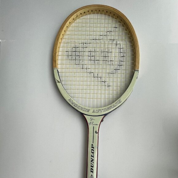 Vintage John McEnroe Dunlop Autograph Wooden Tennis Racquet with Original Cover - Picture 7 of 12